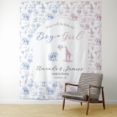 Blauw Roze Geslacht Reveal Banner Safari Toile Wandkleed (In situ)