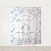 Blauw Roze Geslacht Reveal Banner Safari Toile Wandkleed (Voorkant)