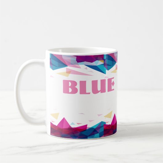 Blauw roze gezichtsvormen koffiemok (Links)