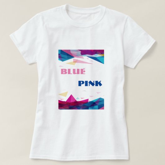 Blauw roze gezichtsvormen t-shirt (Design voorkant)