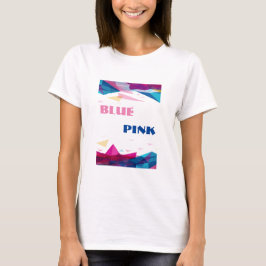 Blauw roze gezichtsvormen t-shirt