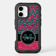 Blauw & Roze Glitter Chevron Persoonlijke Verdedig