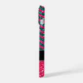 Blauw & Roze Glitter Chevron Persoonlijke Verdedig iPhone 15 Case (Linkerkant)