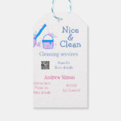 Blauw roze glitter clean mop naam adres toevoegen  cadeaulabel (Achterkant)