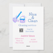 Blauw roze glitter clean mop naam adres toevoegen  feestdagenkaart (Achterkant)