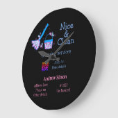 Blauw roze glitter clean mop naam adres toevoegen  grote klok (Hoek)