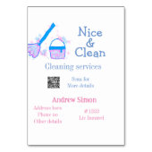 Blauw roze glitter clean mop naam adres toevoegen  kaart (Achterkant)