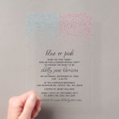 Blauw & Roze Glitter Confetti Geslacht Revele Part Acryl Uitnodigingen (Insitu (Draagbaar))