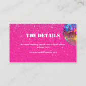 Blauw Roze Glitter Disco Wedding Details Website Informatiekaartje (Achterkant)
