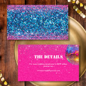 Blauw Roze Glitter Disco Wedding Details Website Informatiekaartje