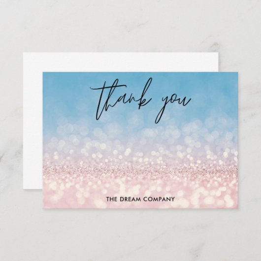 Blauw roze Glitter Message Bedankt Media Insert (Voorkant / Achterkant)