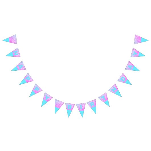 Blauw, Roze Glitter Verjaardag Bunting Vlaggen Vlaggetjes (Alle)