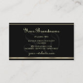 Blauw Roze Glitter Zwart en Golden Border Initiale Visitekaartje (Achterkant)