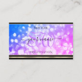 Blauw Roze Glitter Zwart en Golden Border Initiale Visitekaartje (Voorkant)
