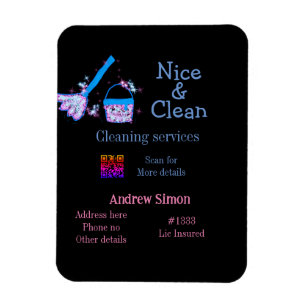 Blauw roze glitterschoonmaakmop voeg naam adres to magneet