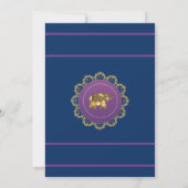 Blauw, Roze & Goud Koninklijke Indiase Stijl Bruil Kaart (Achterkant)