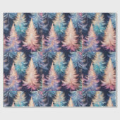 Blauw Roze Goud Licht Bomen Modern Kerstmis Cadeaupapier (Vlak)