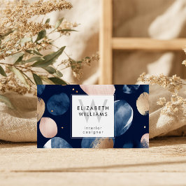 Blauw Roze Goud Monogram Moderne Visitekaart Visitekaartje