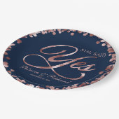 Blauw Roze Goud Ze Heeft Ja Gezegd Verlovingsfeest Papieren Bordje (Gekanteld)
