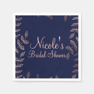 Blauw & Roze Gouden Glam Botanische Elegante Bruil Servet