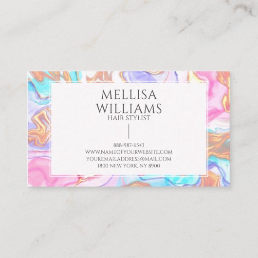 Blauw Roze Gouden Glitter Haar Stylist 6 Punch Klantenkaartje (Achterkant)