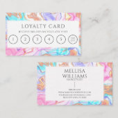 Blauw Roze Gouden Glitter Haar Stylist 6 Punch Klantenkaartje (Voorkant / Achterkant)