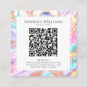Blauw Roze Gouden Glitter QR Code Hair Stylist Vierkante Visitekaartje (Achterkant)