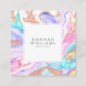 Blauw Roze Gouden Glitter QR Code Hair Stylist Vierkante Visitekaartje (Voorkant)