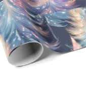 Blauw Roze Gouden Lichte Bomen Moderne Kerst Cadeaupapier (Rol Hoek)