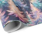 Blauw Roze Gouden Lichte Bomen Moderne Kerst Cadeaupapier (Rol Hoek)