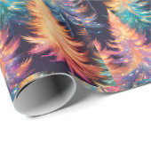 Blauw Roze Gouden Lichte Bomen Moderne Kerst Cadeaupapier (Rol Hoek)