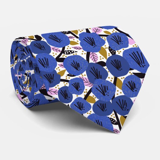 Blauw roze goudpatroon stropdas (Opgerold)