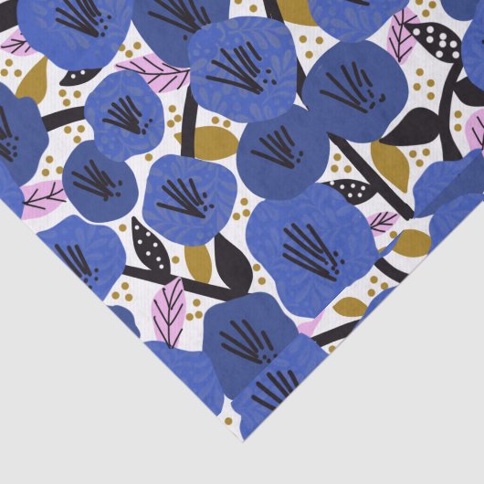 Blauw roze goudplatenportfolio tissuepapier (Detail)