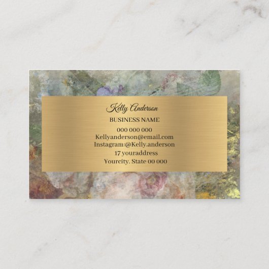 Blauw roze goudtextuur marmer visitekaartje (Achterkant)