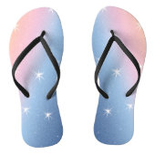 Blauw-Roze Gradiënt met sterren Teenslippers (Voetbed)