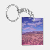 Blauw Roze Gradient Overlay Road Trip Foto Sleutelhanger (Voorkant Links)