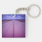Blauw Roze Gradient Overlay Road Trip Foto Sleutelhanger (Achterkant)