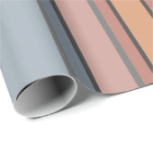 Blauw Roze Grijs Kleurenblok Verticale Strepen Cadeaupapier (Rol Hoek)