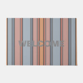 Blauw Roze Grijs Kleurenblok Verticale Strepen Deurmat (Voorkant)