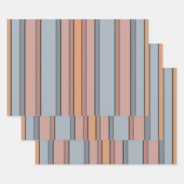 Blauw Roze Grijs Kleurenblok Verticale Strepen Inpakpapier Vel