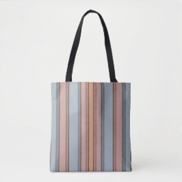 Blauw Roze Grijs Kleurenblok Verticale Strepen Tote Bag