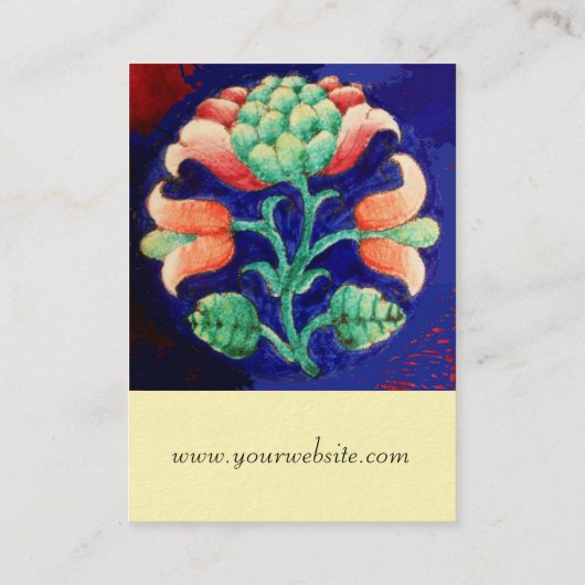 BLAUW ROZE GROEN BLOEMENDECOR Gestileerde bloemcrè Visitekaartje (Achterkant)