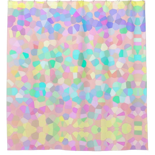 Blauw-roze groen pastel Abstract Douchegordijn (Voorkant)