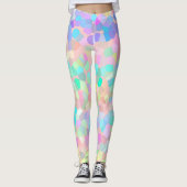 Blauw-roze groen pastel Abstract Leggings (Voorkant)