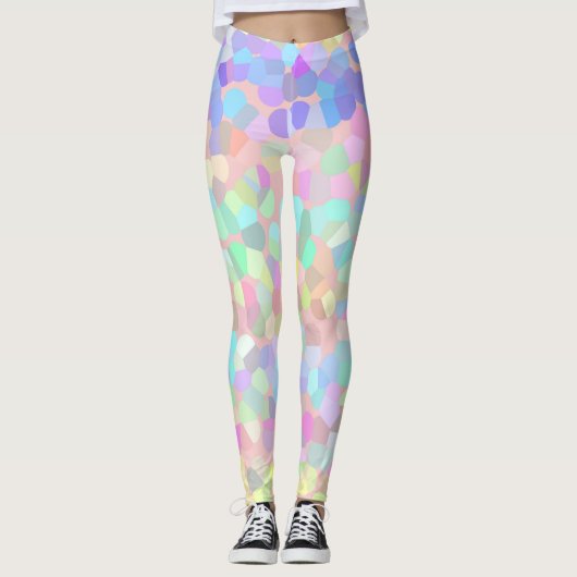 Blauw-roze groen pastel Abstract Leggings (Voorkant)