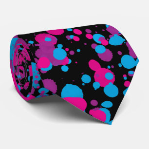 Blauw, Roze, Groen Verfspatten Necktie Stropdas