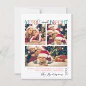 Blauw Roze Groen Vrolijk en Helder Sneeuwvlok 3 Fo Feestdagenkaart (Voorkant)