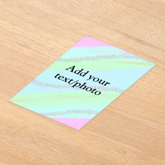 Blauw roze groene glitter sparkle pastel voeg naam acryl uitnodigingen (Laagn)