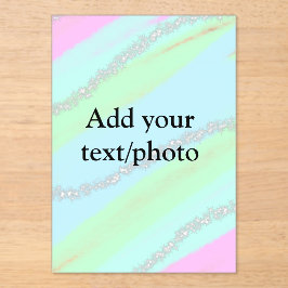 Blauw roze groene glitter sparkle pastel voeg naam acryl uitnodigingen