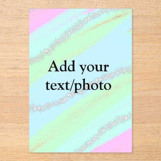 Blauw roze groene glitter sparkle pastel voeg naam acryl uitnodigingen (Voorkant)